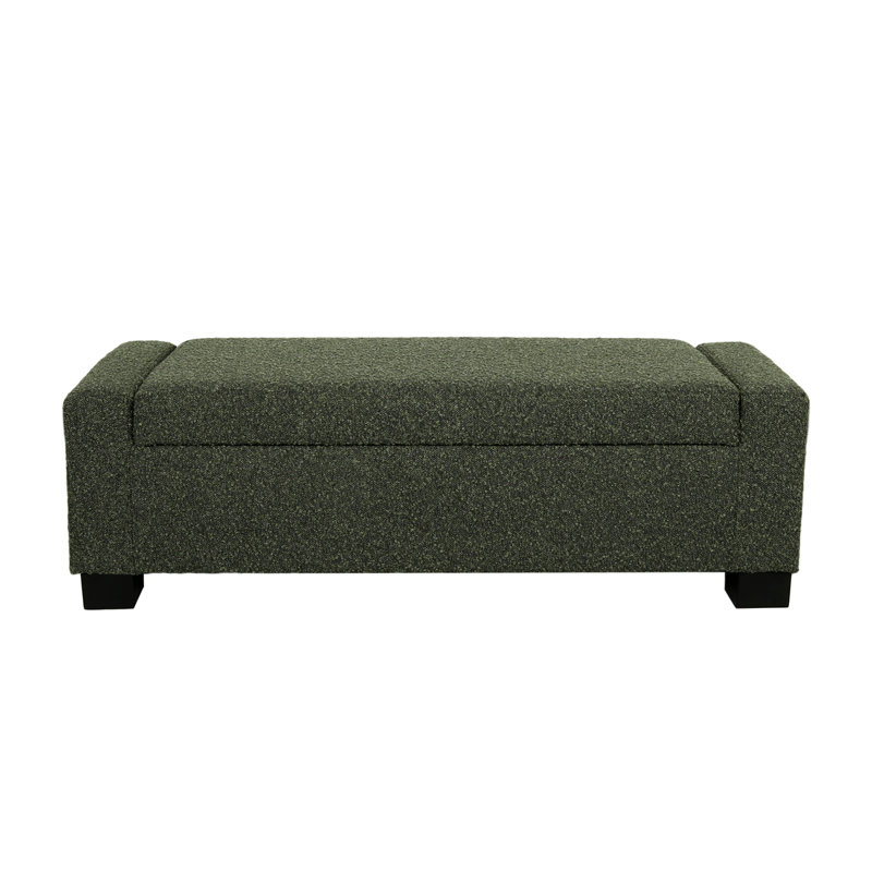 Jamih Upholstered Ottoman, Blackish Green Polyester