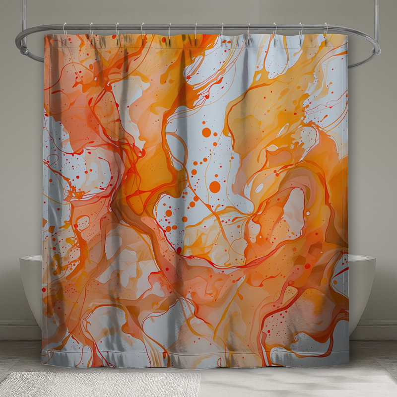 Rideau de douche abstrait à tourbillons - Décoration de salle de bain abstraite moderne, L 70 po x H 93 po
