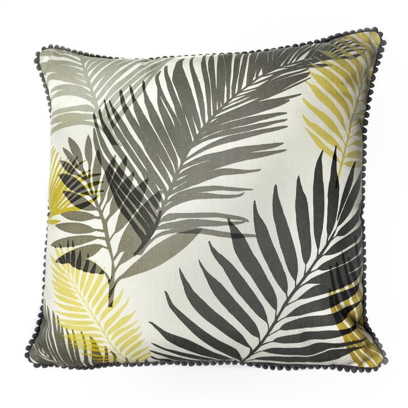 Tropical Floral Square Throw Cushion, Ochre