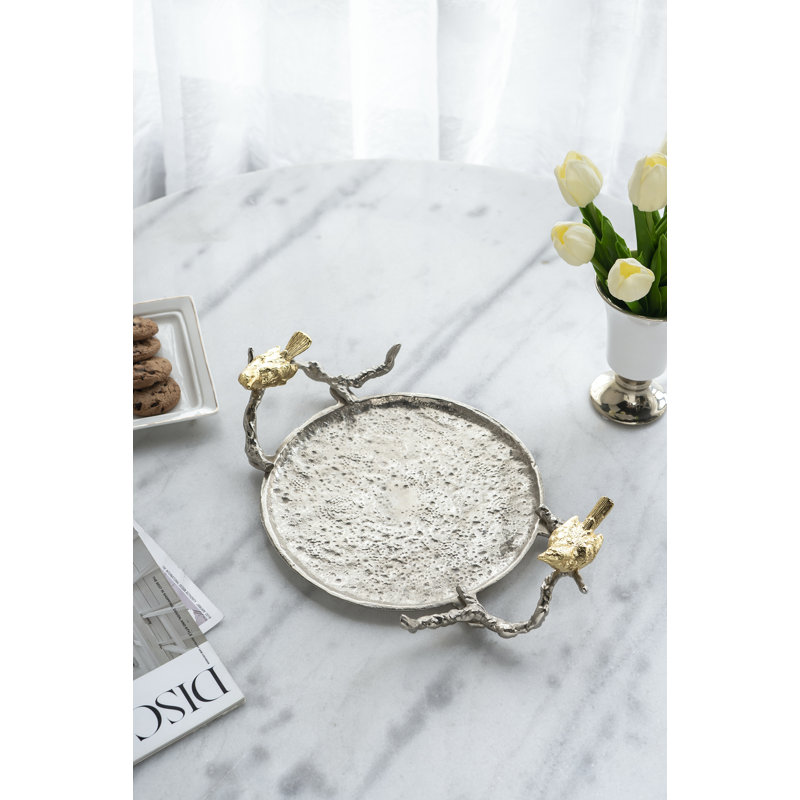 Tarrance Aluminum Tray, 4.5" H x 14" W x 9.5" D, Silver/Gold