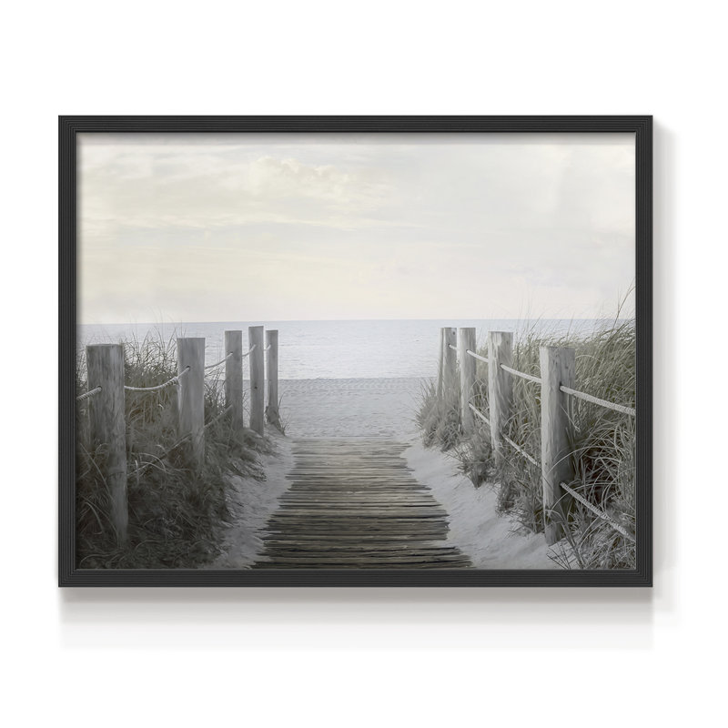 Beach Walkway -Framed Print - Restickable, Noir, noir, noir, noir, H 16 po x l 20 po