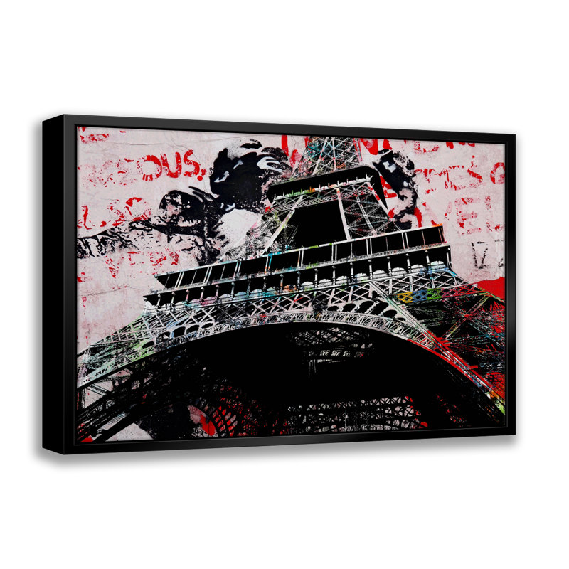 «Eiffel Graffiti III Pop Art», estampe numérique sur toile avec cadre flottant vertical