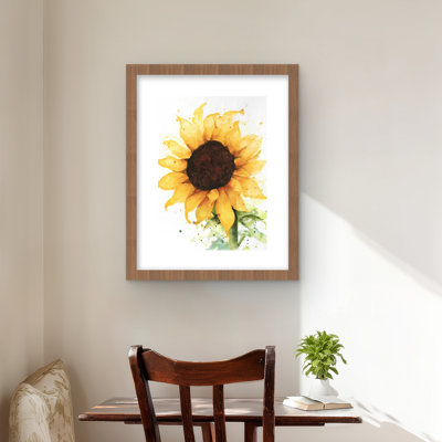 Tournesol imprimé floral | Art décoratif encadré mat