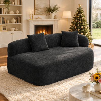 Canapé modulaire de 54 po de largeur avec revêtement en velours côtelé et assise profonde