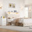 Kids Bedroom Set: LED Canopy Bed Frame with Charging Ports + 2 Nightstands with Outlets & Drawers (Creamy White, F Sizes)-1346337845-1357431589