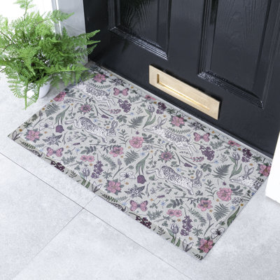 Non-Slip Floral Doormat