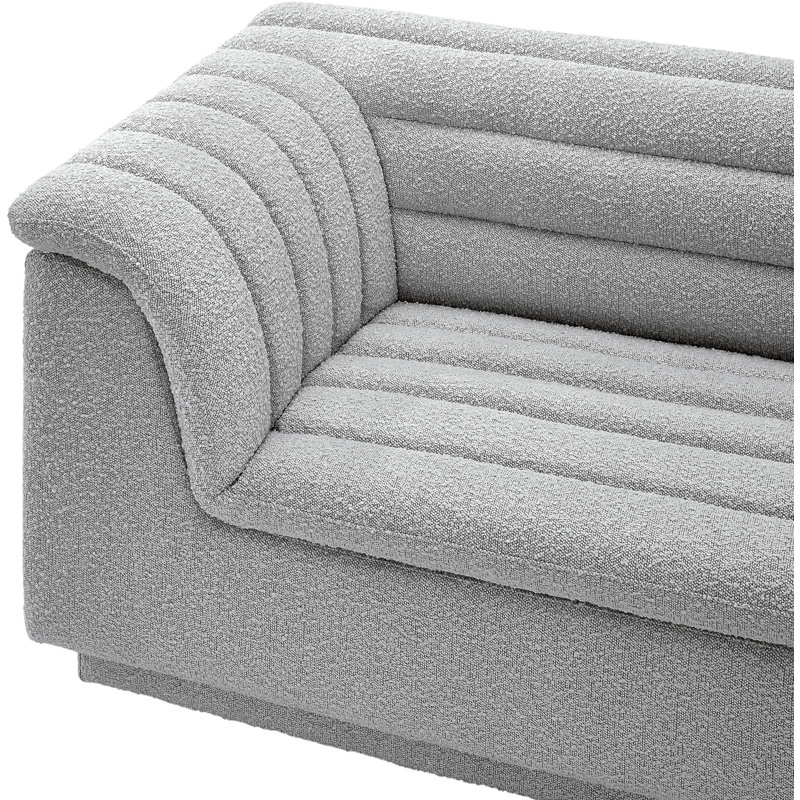 Canapé rembourré Huzaifah, Tissu gris bouclé