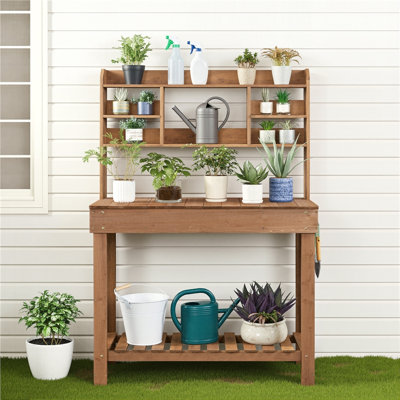 Kubilay Fir Potting Bench with Display Rack