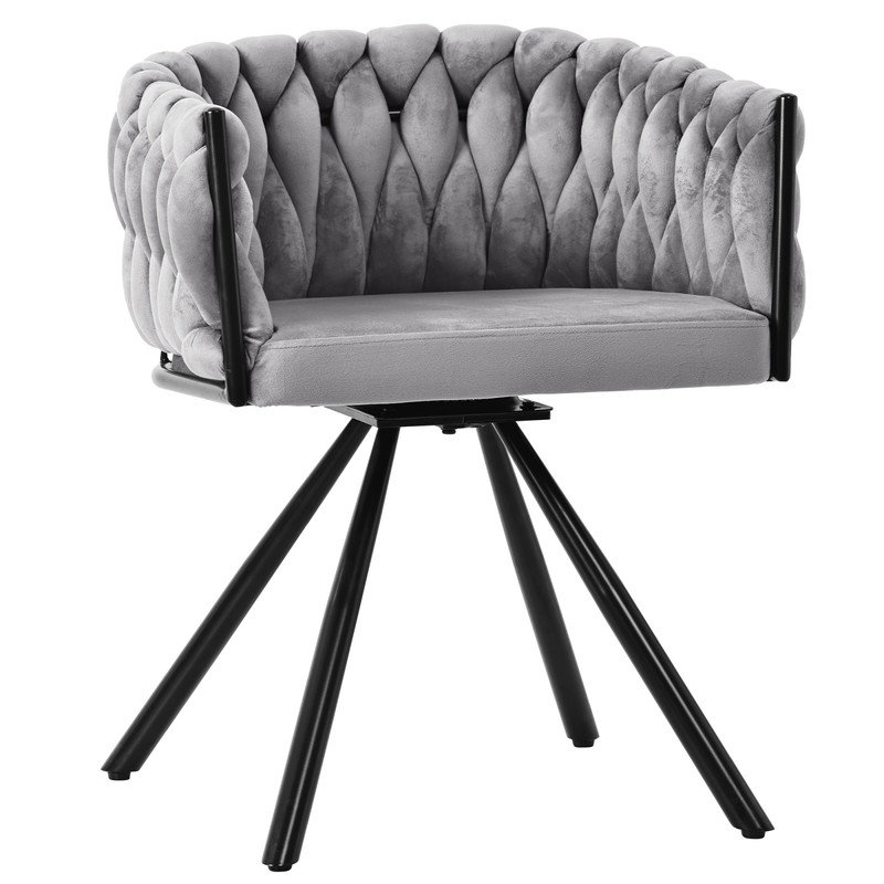Velvet Upholstered Dining Chair, 2, Grey