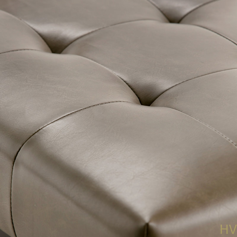 Draper - Mid Century Tufted Ottoman Bench, Grey