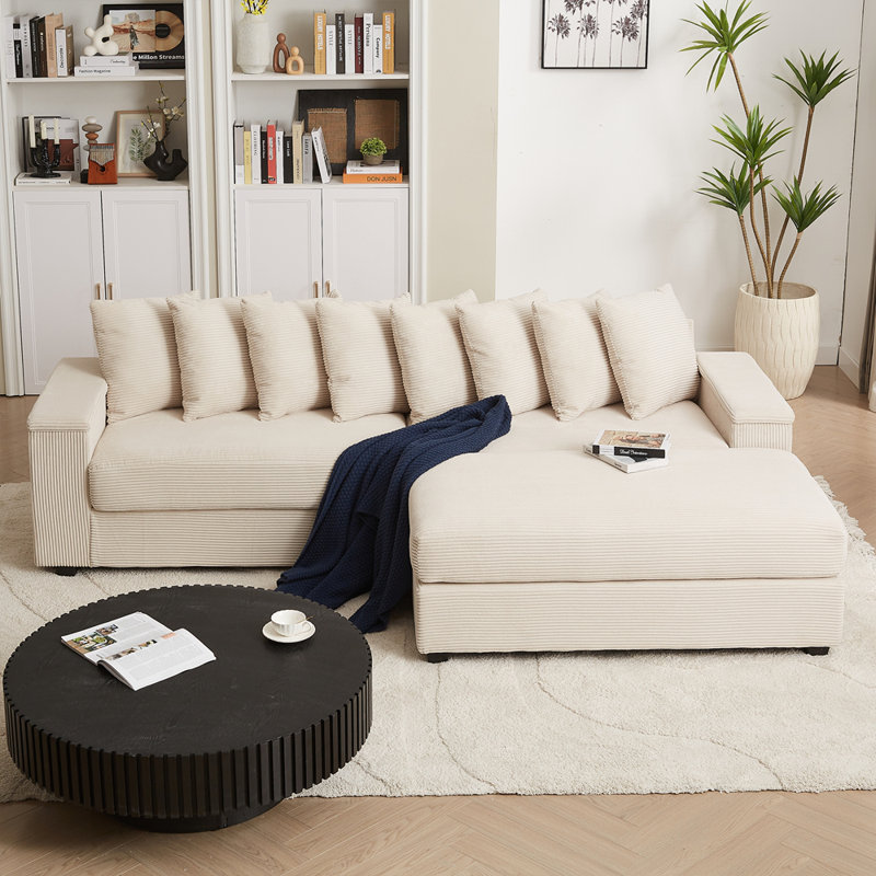 Canapé en L surdimensionné avec méridienne Luxe, Beige