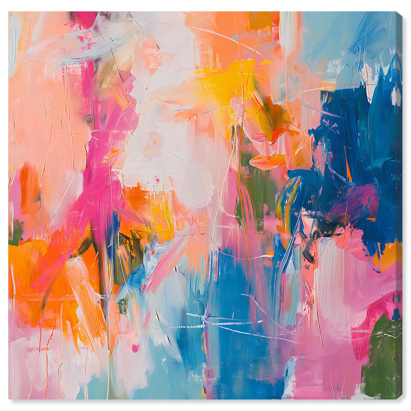 Vibrant Multicolor Abstract Canvas Art, 24" x 24"