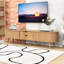 Meuble télé cannelé avec station de charge, portes coulissantes Tambour et 2 tiroirs pour téléviseurs de 80 po ou moins-1147689056