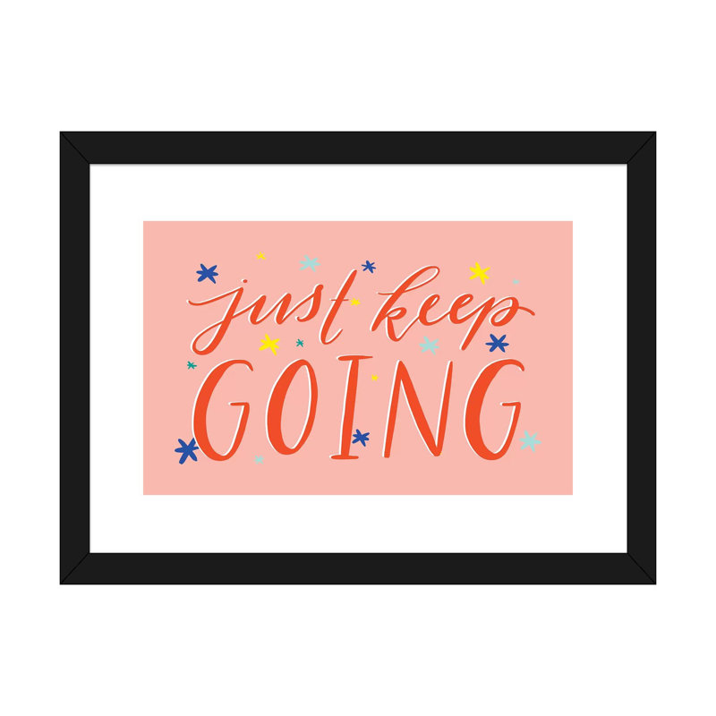 Just Just Going par Richelle Garn - reproduction d'art textuel, H 16 po x l 24 po x P 1 po, Papier encadré noir, Blanc