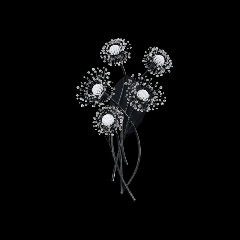 Coquette 5 Light Crystal LED Wall Sconce, Black