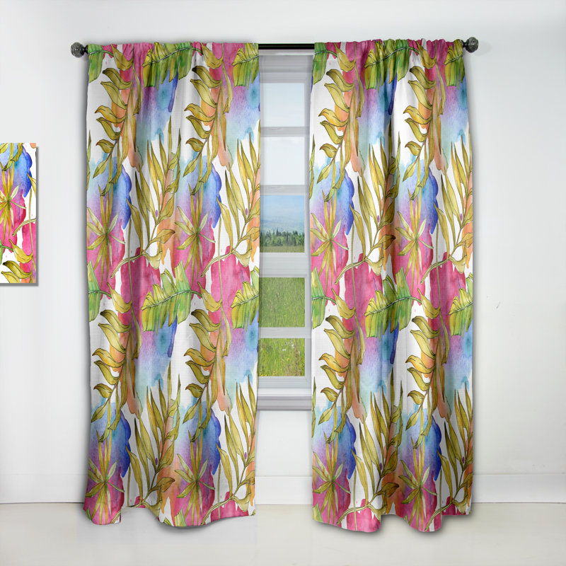 Panneau de rideau simple occultant tropical Mid-Century, L 52 po x L 63 po