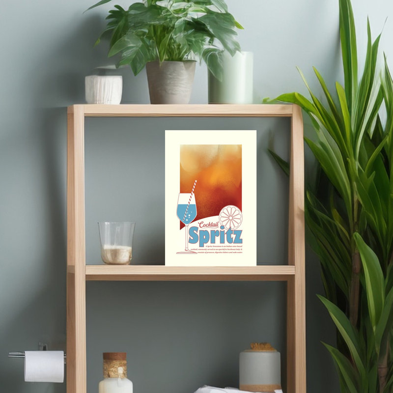 Art mural rétro rétro «Spirz cocktail apéritif», H 18 po x l 12 po
