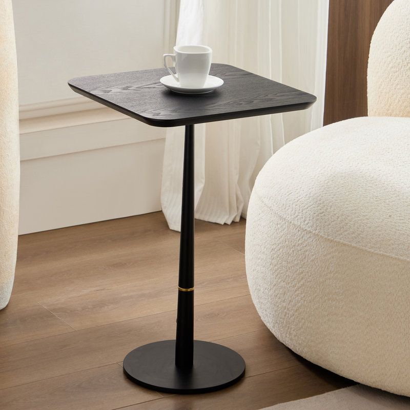 Panneau de fibres à densité moyenne avec pieds en métal, carré, situé dans l'espace de vie et le salon, table basse, bureau d'ordinateur, noir, P 15,74 po x H 23,77 po