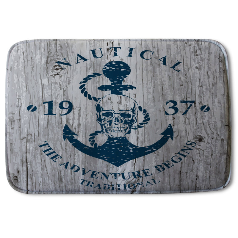 Ajeet Non-Slip Bath Rug, 1937 Nautical Driftwood