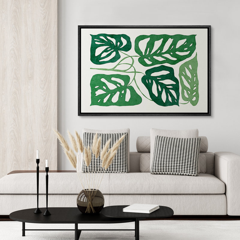 Abstrait vert tropical, feuille de jungle tropicale, botanique, floral, milieu du siècle, style boho moderne, salon, Noir