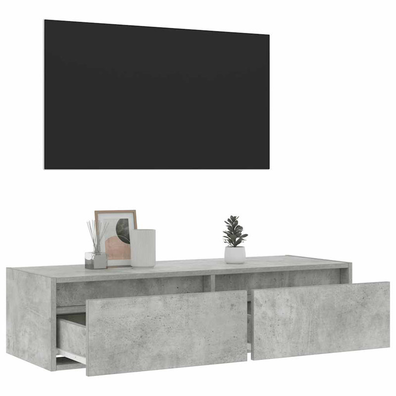 Exuma TV Stand, 25cm H x 100cm L x 35.5cm W, Concrete Grey