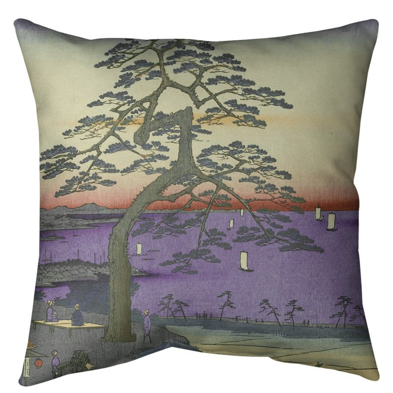 Coussin Utagawa Hiroshige Armor, 26 po x 26 po, Mauve