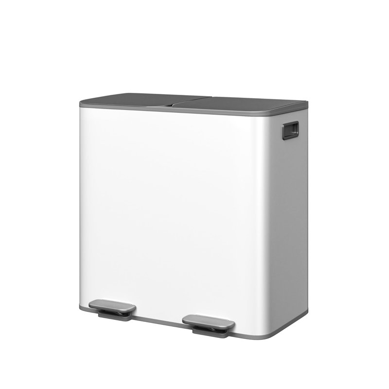 GarveeHome, 2 x 10,6 gallons (2 x 40 L) poubelle pour la cuisine Poubelle de recyclage à deux compartiments, poubelle en acier inoxydable et poubelle de recyclage avec couvercle à fermeture en douceur, blanc