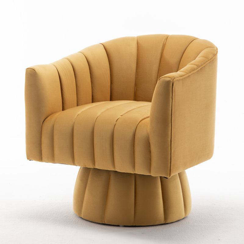 Murrow Upholstered Swivel Barrel Chair, Mustard Velvet