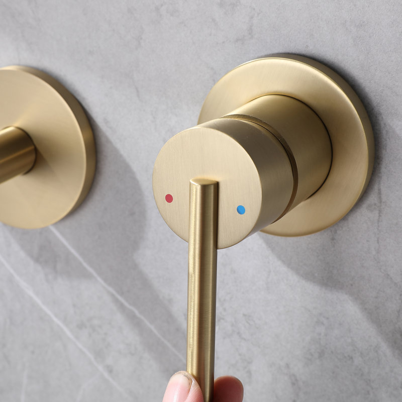 Robinet de salle de bain mural 7,5 ", robinet d'évier de salle de bain à poignée simple avec ensemble de bonde, Or brossé