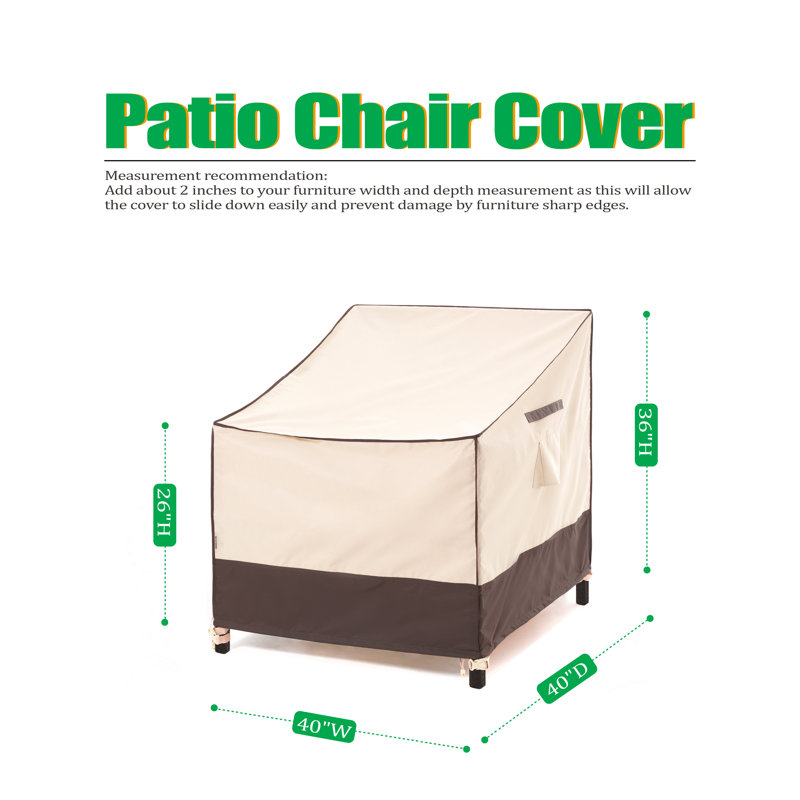 Premium Waterproof Beige and Brown Outdoor Patio Chair Covers, Set of 2