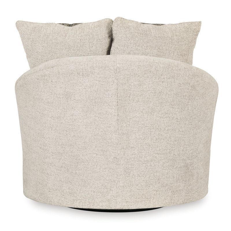 Modern Stone White Swivel Barrel Chair with Geometric Pillows