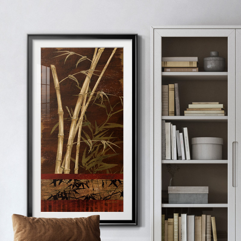 Bamboo Garden I - peinture encadrée, Noir, H 14,5 po x l 26,5 po x P 1,5 po
