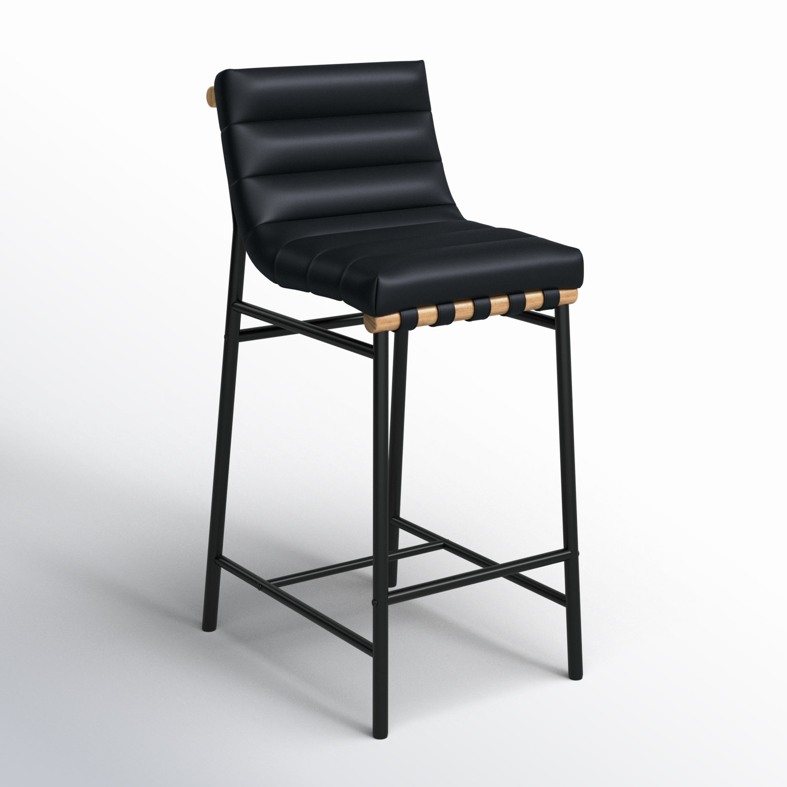 Vincentas Counter Stool, Black Faux Leather, Counter Stool (26.4" Seat Height)