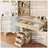 Makeup Vanity Desk With Mirror And 3 Colors Lights, Vanity Table With 10 Led Bulbs & Power Outlet, Large Dressing Table With 4 Drawers, 6 Storage Shelves For Bedroom, Oak-1275544061