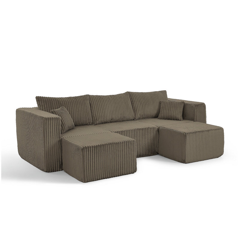 Canapé modulaire compact en velours côtelé modulaire compact avec un style minimaliste moderne, Brun