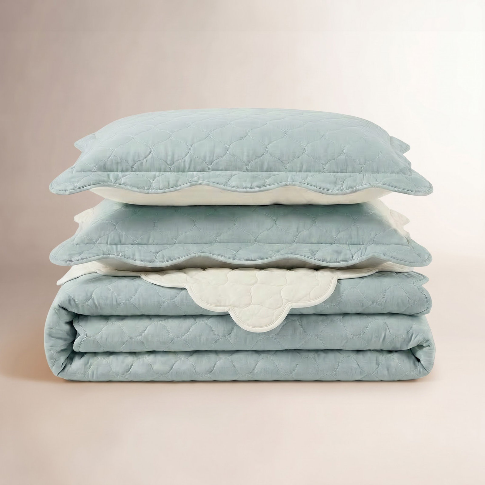 January Cotton Quilt Set, California King Quilt, Blue