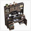 Bureau de direction avec huche et station de charge, bureau d'ordinateur avec 2 portes de grange coulissantes, 5 tiroirs et armoire de rangement avec tablette réglable à 3 positions-129220485