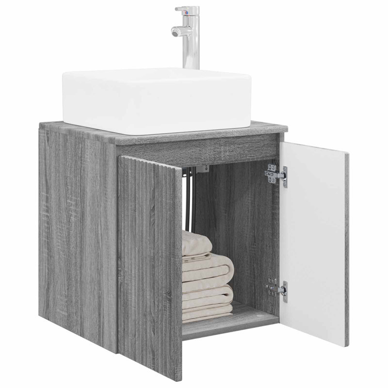 Single Bathroom Vanity with Ceramic Basin, Grey Sonoma