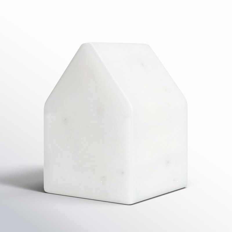 Adalynn Marble Home Object, 3.5" H x 2.5" W x 2.5" D, White