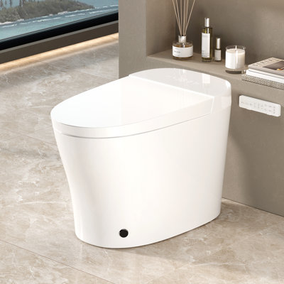 Smart Bidet Toilet With Auto Open/Close Lid, Auto Flush & Foot Sensor, Heated Seat, Warm Water Wash, LED Display, Night Light, 12-Inch Rough-In