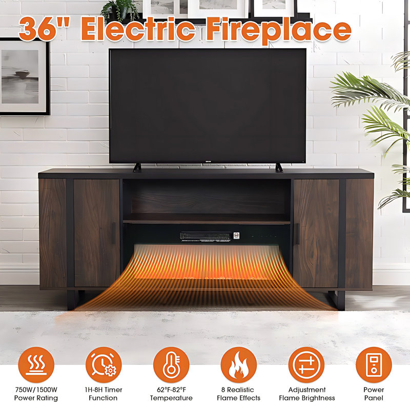 Metro Lane 91cm W Black Electric Fireplace Insert with 4777 BTU