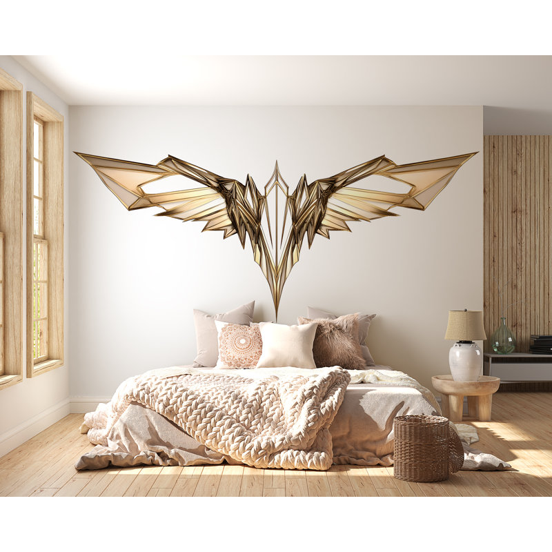 Art mural aile dorée, décoration d'ailes d'ange géométrique, art mural de luxe moderne, décoration murale ailes abstraites, déclaration Home Art 247Mv