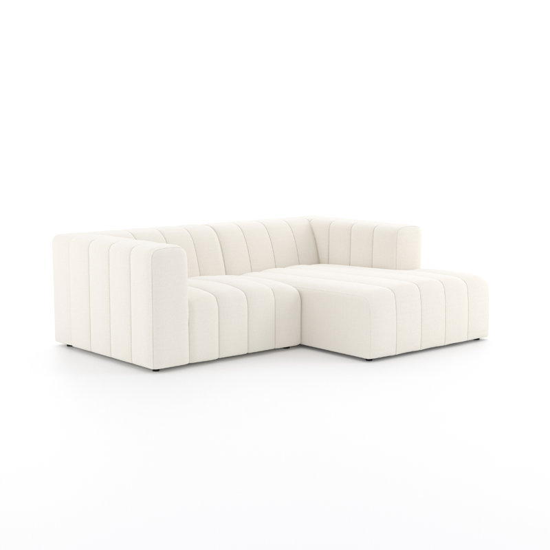 Grayson 88" Left Hand Facing Modular Sectional, Fayette Cloud Polyester Blend, Left Hand Facing