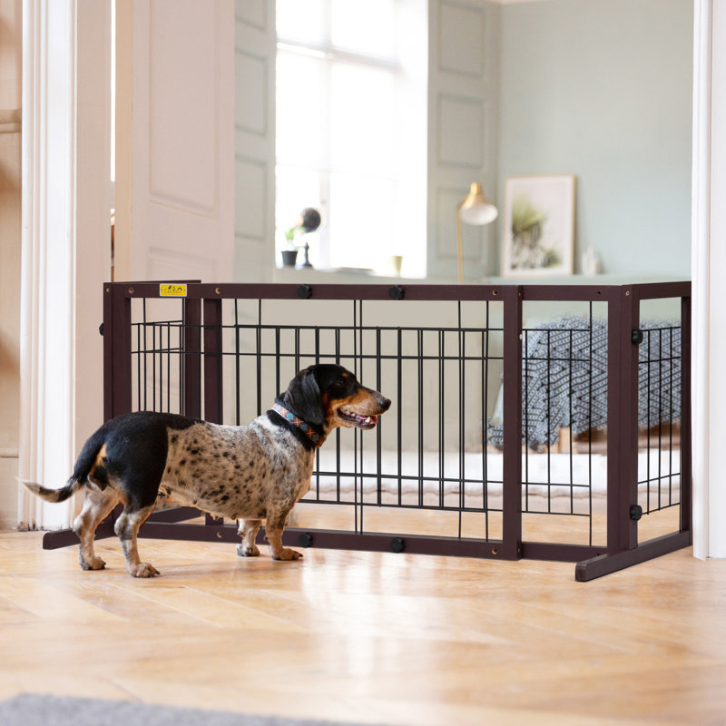 Smitherman Free Standing Pet Gate, Brown