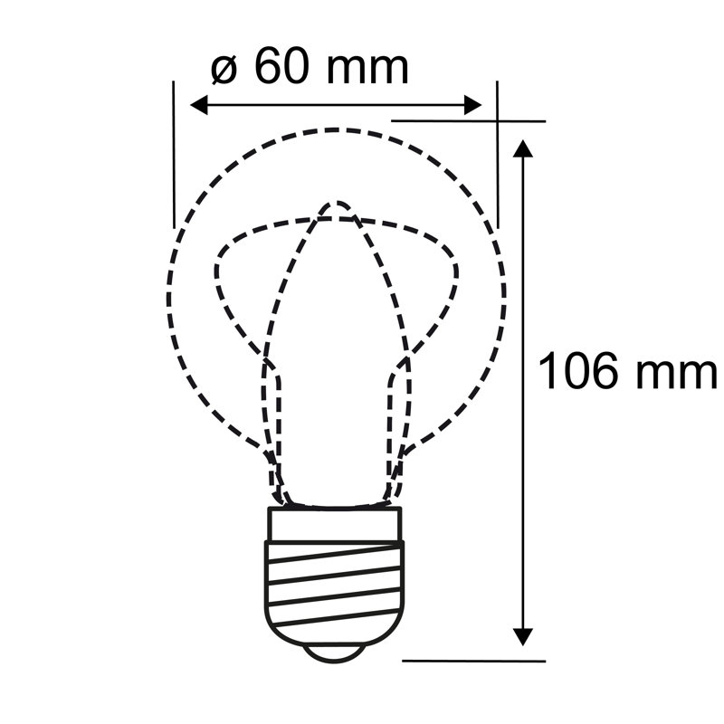 3W E27 LED GLS Light Bulb, 2700