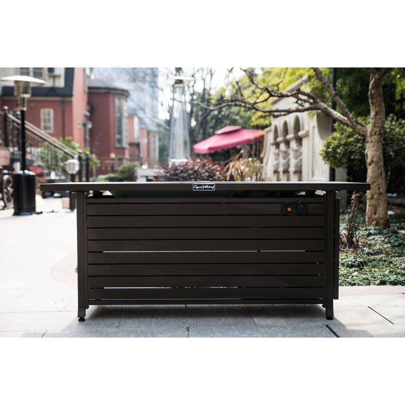 57In Outdoor Fire Pit Table With Gas Propane, Aluminum 50000Btu Fireplace Dining Table, Lid And Glass, Rectangular, , For Patio Garden Backyard Deck - Propane Pits Rectangular