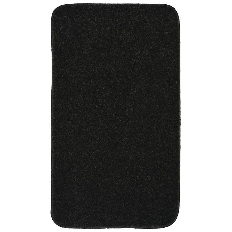 Monarrez Nylon Bath Rug with Non-Slip Backing, Black, Single- 34" L x 20" W