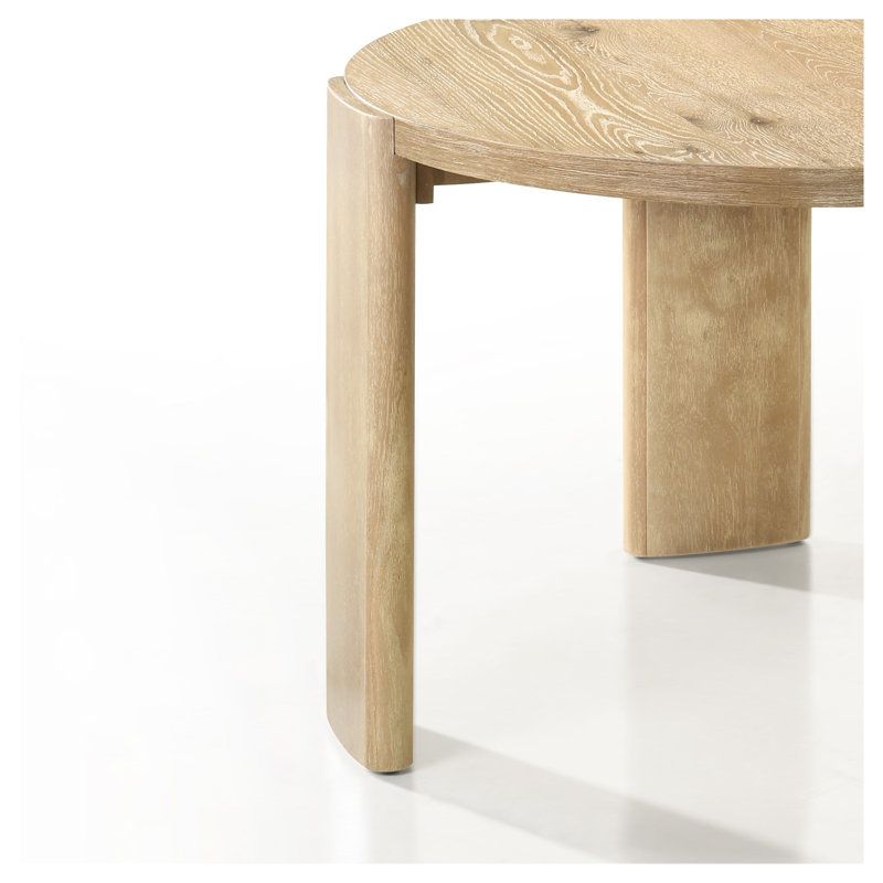 Table de salle à manger ronde Bowen 47 po, finition chêne – Construction en bois d'hévéa massif et MDF conforme à la norme TSCA Titre VI