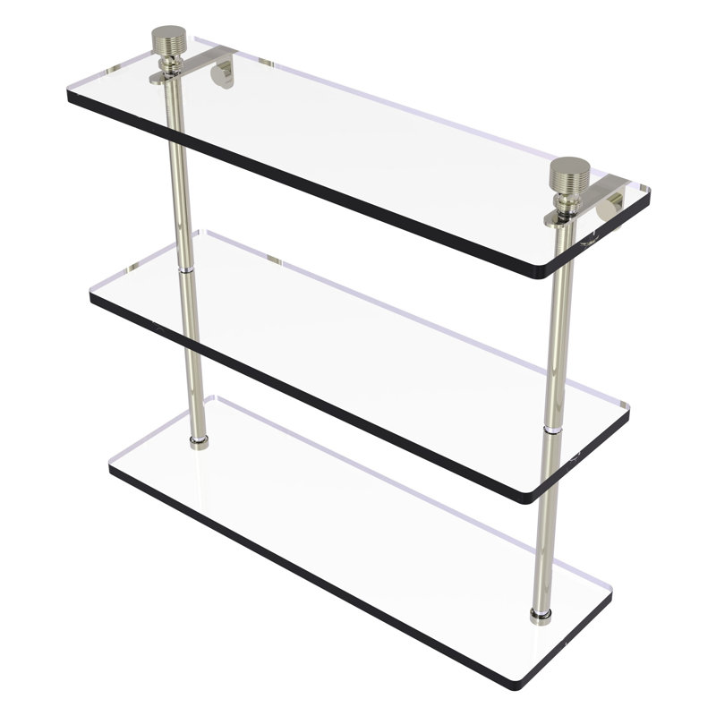 Ballenas 3 Piece Tiered Shelf, Polished Nickel, 15" H x 16" W x 5" D