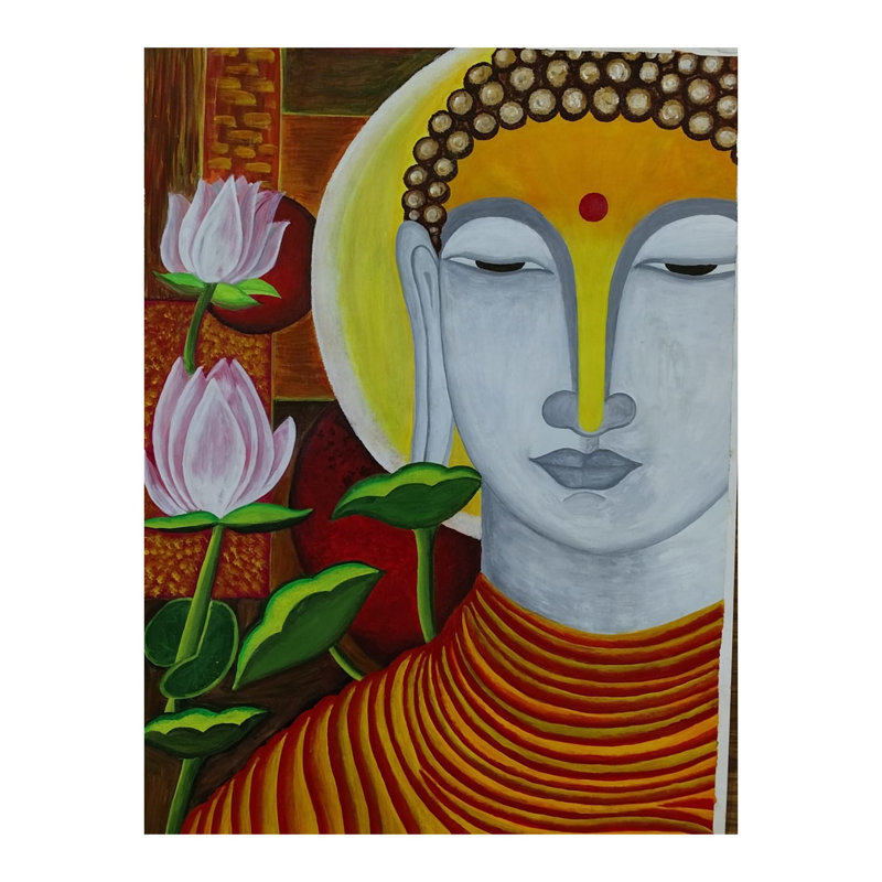 Bouddha avec lotus | Acrylique sur papier | Par Mohit Yadav
